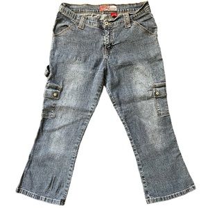 Y2K Lazer Jeans cropped cargo jeans size 9 low rise extra pockets denim